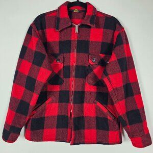 Vintage 50s 60s Brent Plaid Knit Mens Medium Long Sleeve Full Zip Jacket